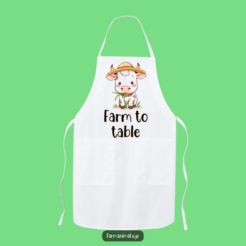 Funny Cow Hat Apron: Chef Grazing Bovine Kitchen Wear Gift