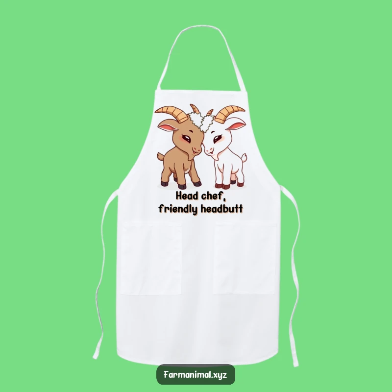 Funny Goat Headbutt Apron, Playful Kitchen Wear, Adorable Funny Gift