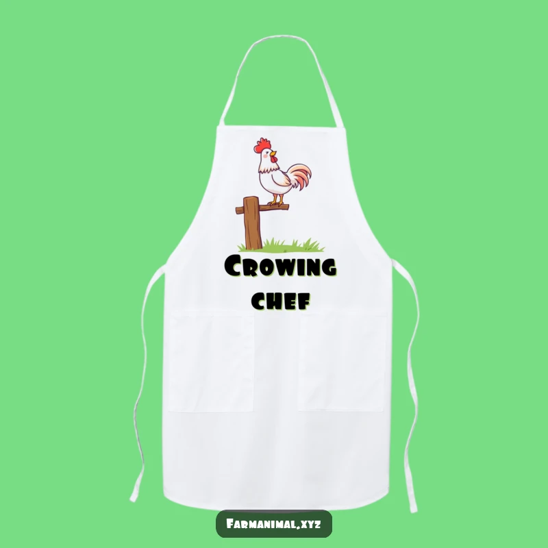 Funny Rooster Crowing Apron: Cook with Morning Flair!