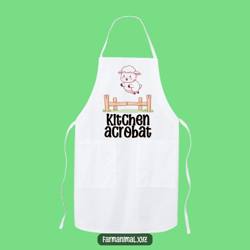 Funny Sheep Jumping Apron: Chef Playful Ewe Kitchen Wear Gift