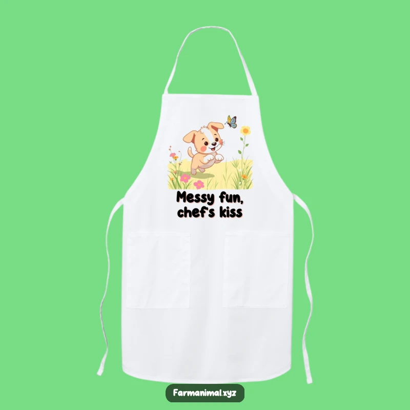 Funny Puppy Butterfly Apron - Chef's Dog Meadow Wear, Hilarious Gift