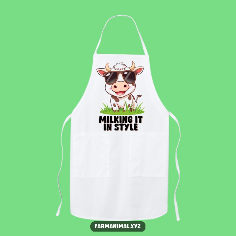 Funny Cow Sunglasses Apron: Hilarious Kitchen Wear for Cooking Fun