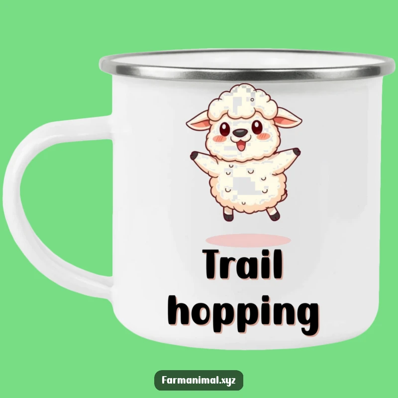 Funny Sheep Jump Camping Mug: Adventure Fuel with a Fluffy Friend - Perfect Outdoor Funny Gift!