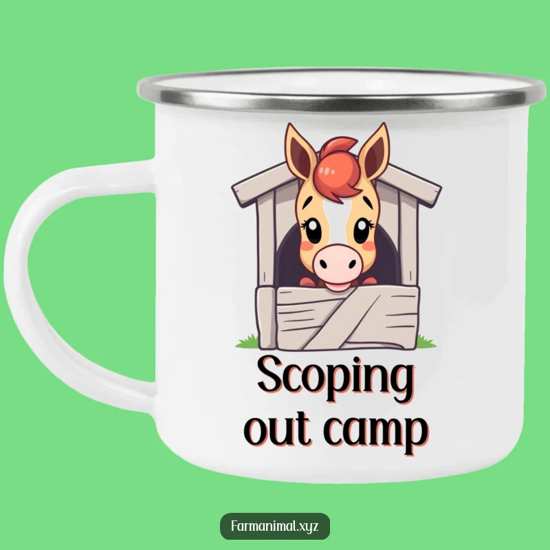 Funny Horse Camp Mug - Curious Horse Peeking, Outdoor Gift!
