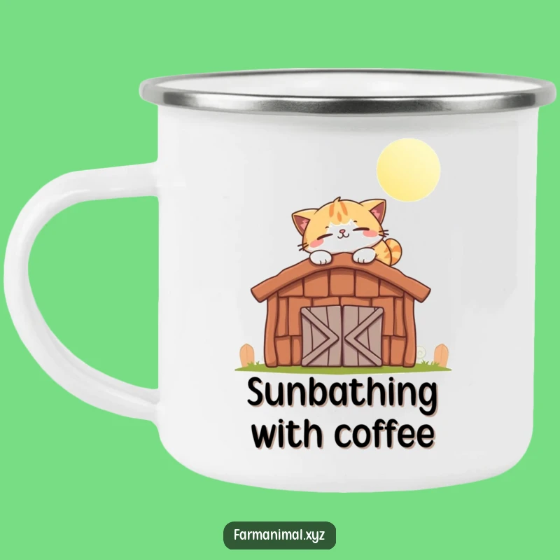 Funny Cat Napping Barn Roof Camping Mug - Cozy Feline Adventure Mug