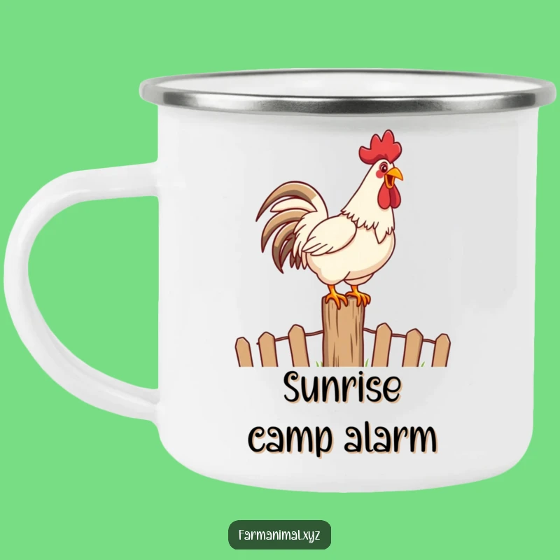 Funny Rooster Crowing Camping Mug: Adventure with Morning Farm Fun