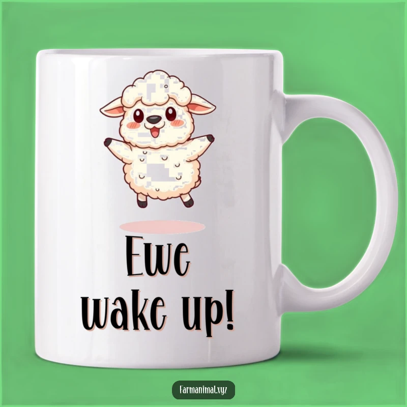 Funny Sheep Jump Mug: Fluffy Fun Action - Adorable Farm Animal Mug, Perfect Funny Gift!