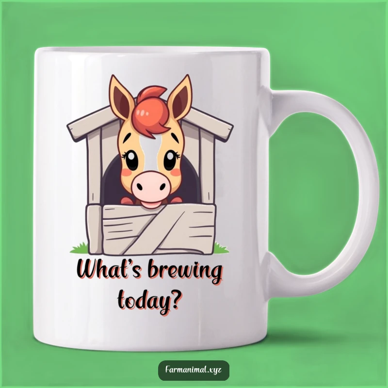 Funny Curious Horse Mug - Horse Peeking Over Stable Door, Great Gift!