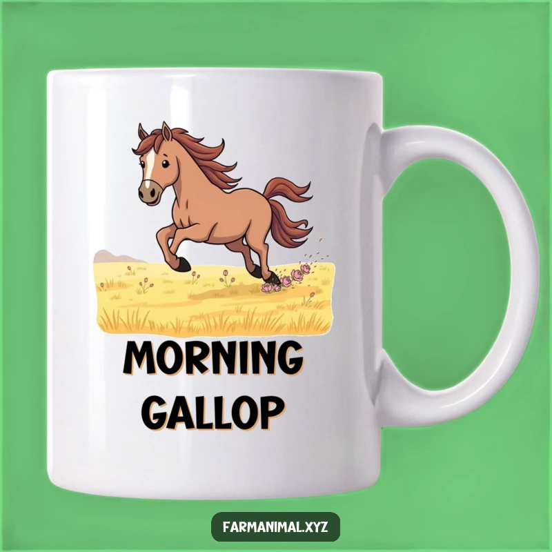 Funny Determined Horse Galloping Mug: Inspiring Equestrian Gift for Riders