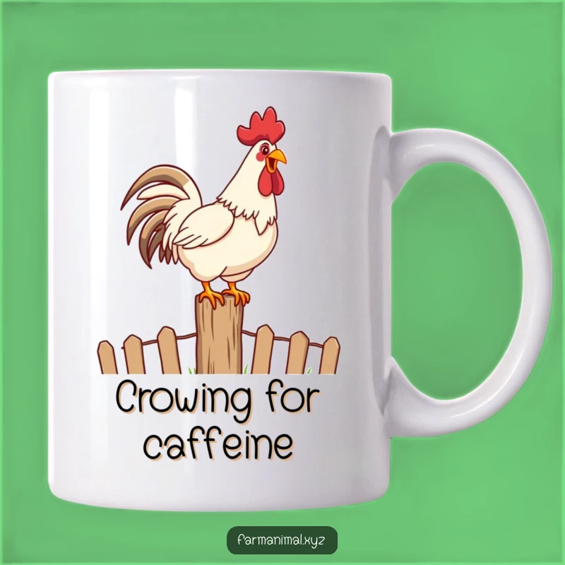Funny Rooster Crowing Mug: Wake Up Happy, Perfect Farm Gift