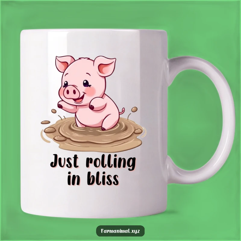 Funny Pig Mud Splash Mug: Happy Animal Art, Perfect Gift for Grinners