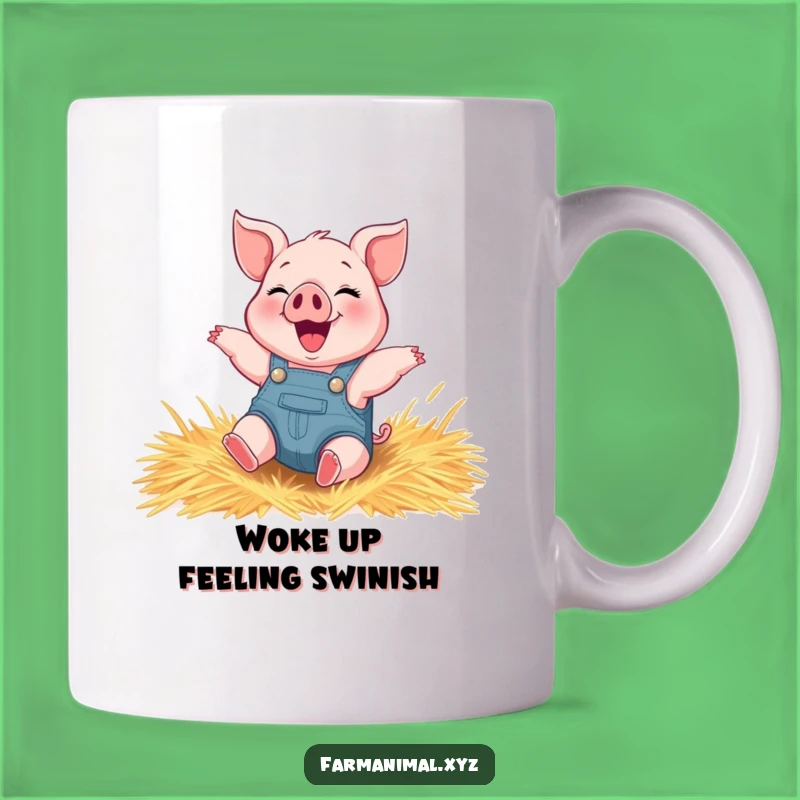 Funny Piglet Rolling Mug - Overalls Wearing Farm Animal for Hilarious Gift