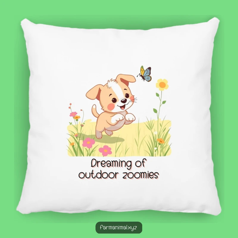 Funny Puppy Butterfly Pillow - Soft Dog Meadow Cushion, Cozy Gift