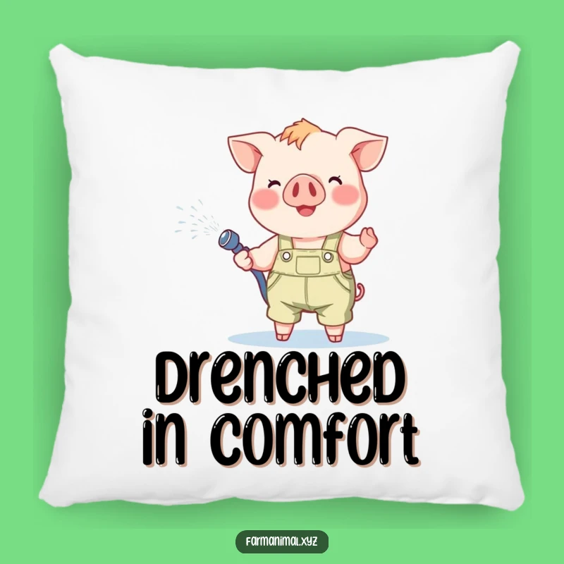 Funny Piglet Pillow - Soft Overalls, Happy Sprinkler Accent, Cozy Funny Gift