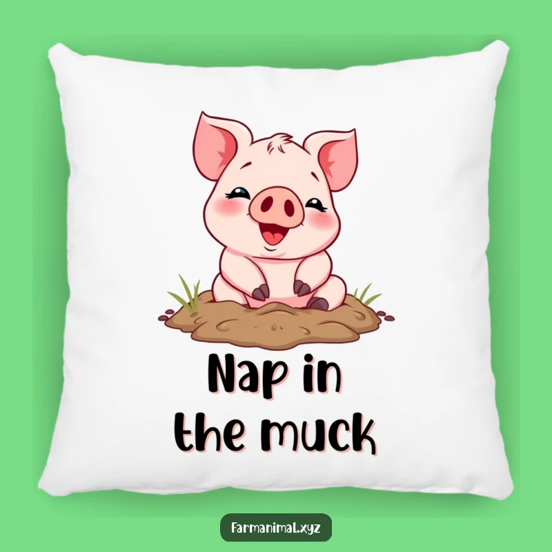 Funny Piglet Mud Rolling Pillow: Comfy Swine Humor for Your Couch