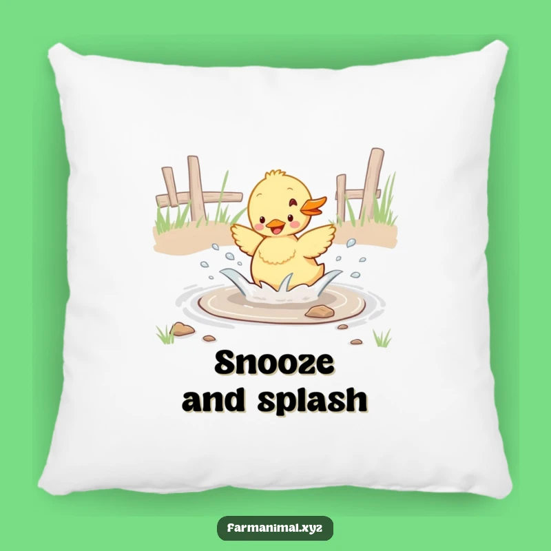 Comforting Funny Duckling Puddle Pillow - Cozy Farmhouse Accent
