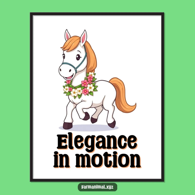 Funny Horse Garland Digital Print: Instant Joy & Funny Art Gift