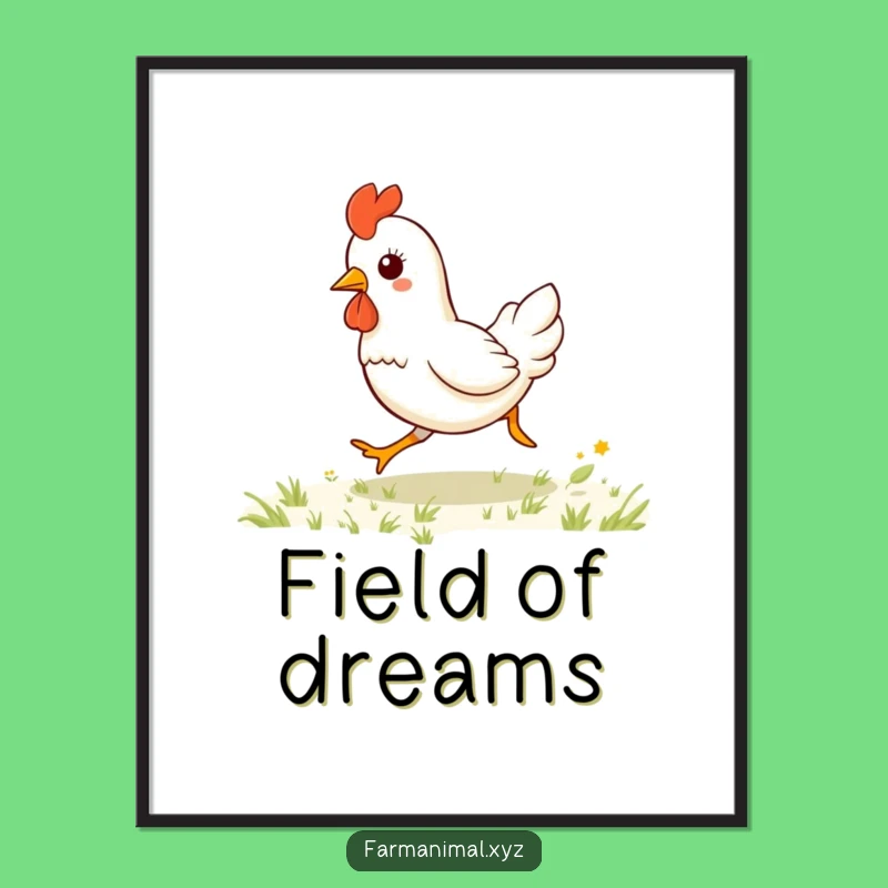 Funny Kawaii Chicken Galloping Digital Art: Bring Hilarious Farm Joy Home