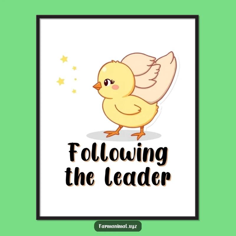 Funny Chick Momma's Follower Digital Art, Cute Baby Bird Print, Instant Funny Gift