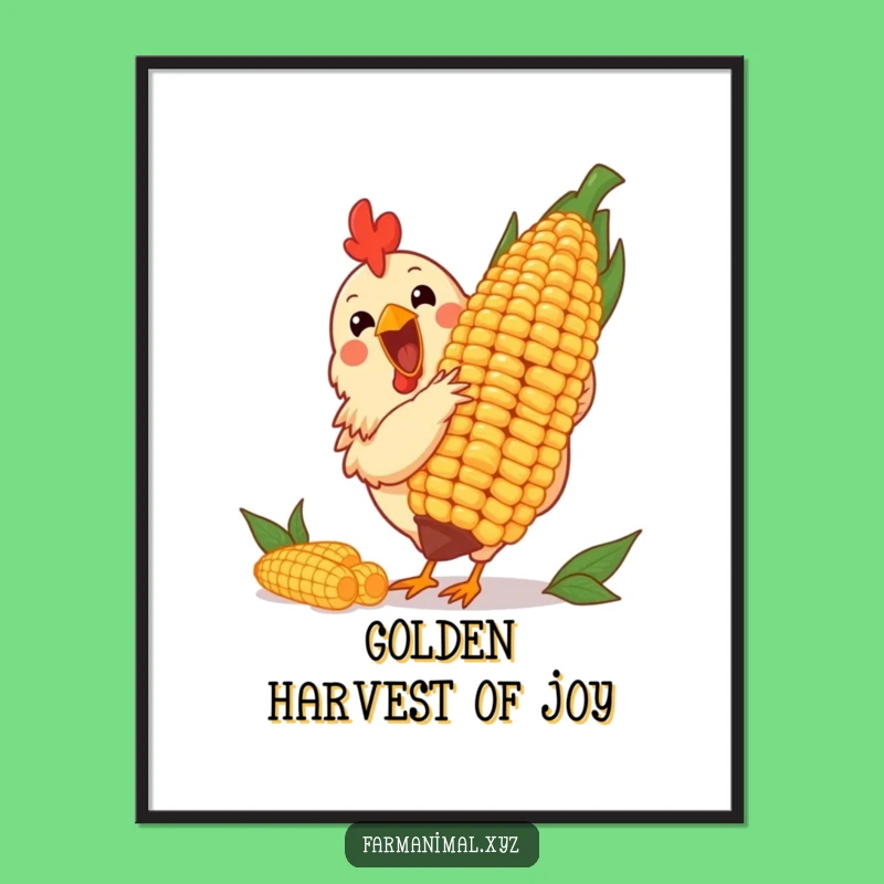 Funny Chicken Corn Digital Art: Instant Download for Farmhouse Decor