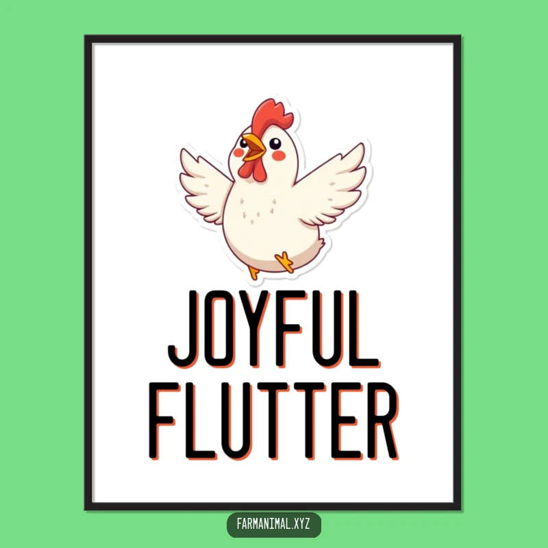 Funny Chicken Flapping Digital Print: Excited Poultry Art Gift