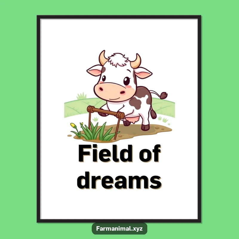 Funny Cow Plowing Digital Art: Instant Download of Determined Farm Humor