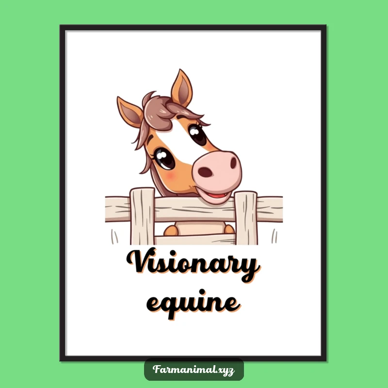 Funny Curious Horse Digital Art: Wide-Eyed Wonder for Your Walls - Amazing Funny Gift!