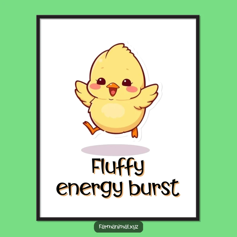 Funny Fluffy Chick Digital Art: Excitable Hopper, Instant Funny Gift Download