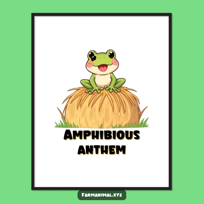 Funny Frog Croak Digital Art: Hay Bale Singer for Your Walls - Amazing Funny Gift!