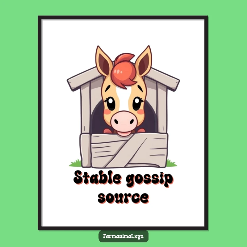Funny Horse Digital Art - Curious Horse Peeking, Instant Wall Art Gift!