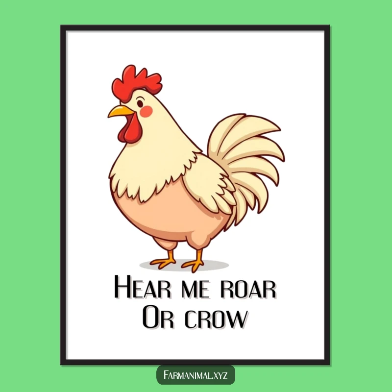 Funny Rooster Digital Art - Instant Crowing Rooster Download, Humorous Decor Gift