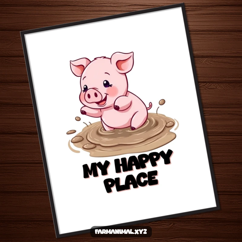 Funny digital art of a happy pig gleefully splashing in a mud puddle, perfect for adding a touch of playful joy.