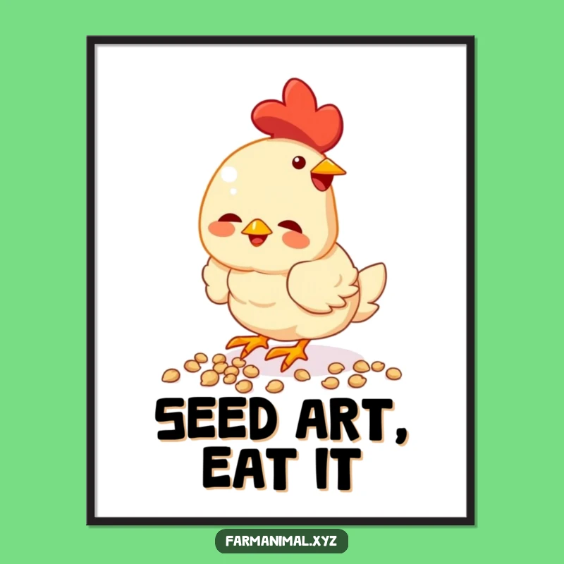 Funny Chicken Pecking Digital Art - Instant Bird Lover Wall Decor, Gift