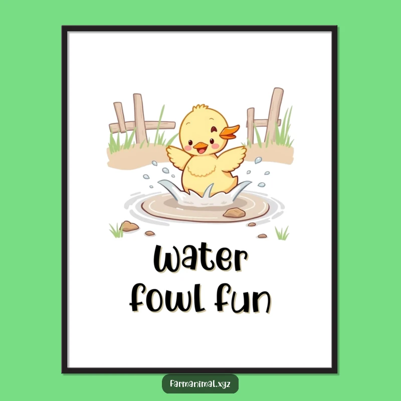Instant Funny Duckling Puddle Digital Art - Printable Joy