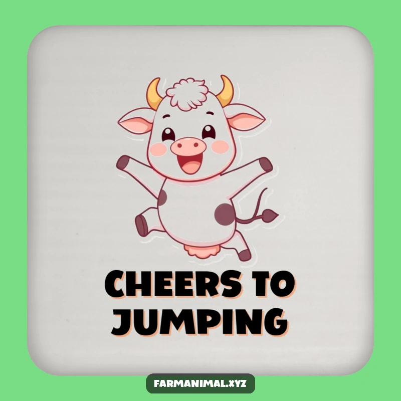 Funny Jumping Cow Coaster - Cute Farm Animal Drink Mat, Adorable Gift