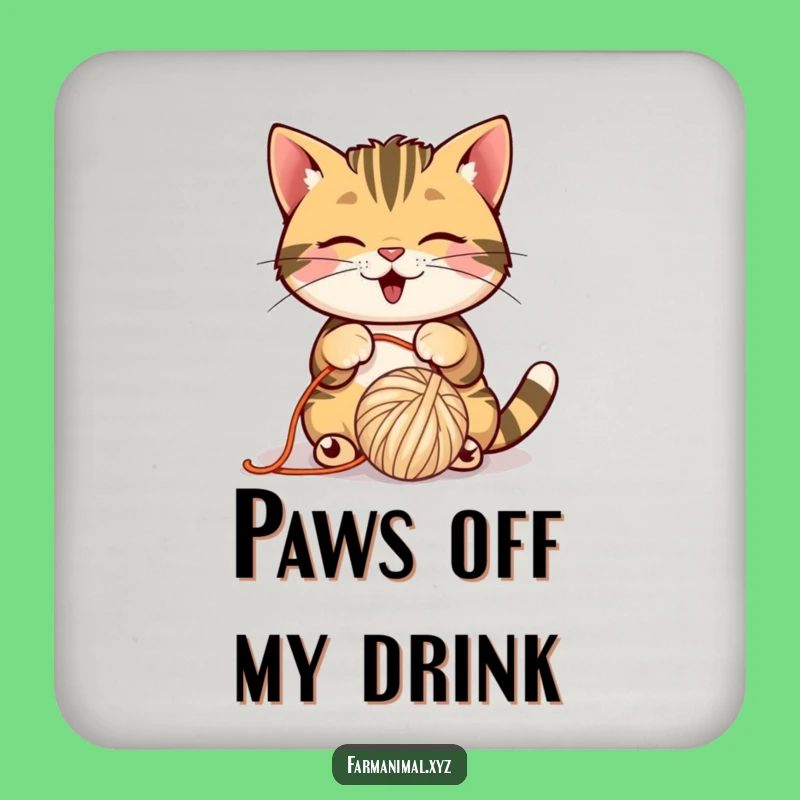 Funny Barn Cat Yarn Coaster: Protect Surfaces with Feline Playfulness