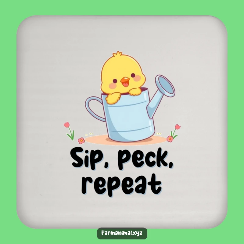 Funny Chick Watering Can Coaster Set - Protect Surfaces With Charm