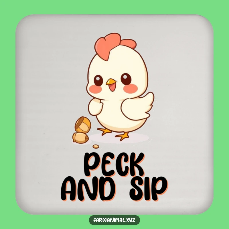 Funny Chicken Drink Coaster: Playful Kernel Pecking Table Protector - A Humorous Farm Gift