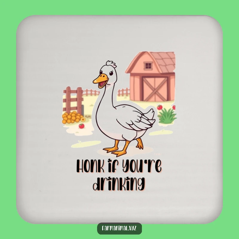 Funny Farm Goose Coaster: Protect Surfaces with Honking Farm Cheer