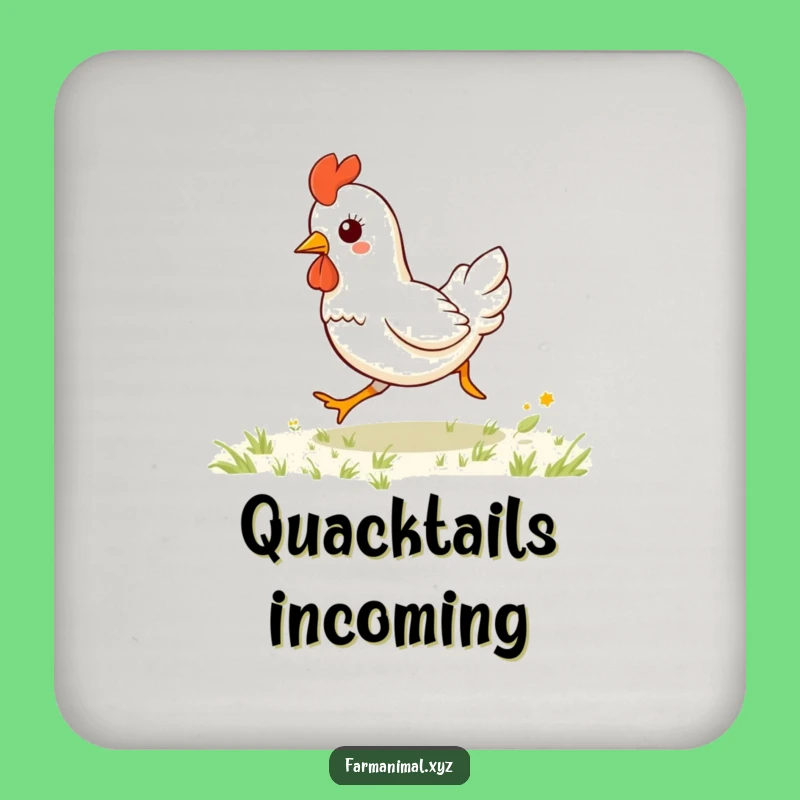 Funny Kawaii Chicken Galloping Drink Coaster: Protect Surfaces with Farm Fun