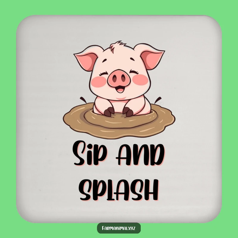 Funny Pig Mud Drink Coaster: Protect Surfaces with Farmyard Fun
