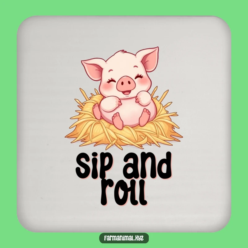 Funny Piglet Rolling Straw Coaster Set - Joyful Table Protection