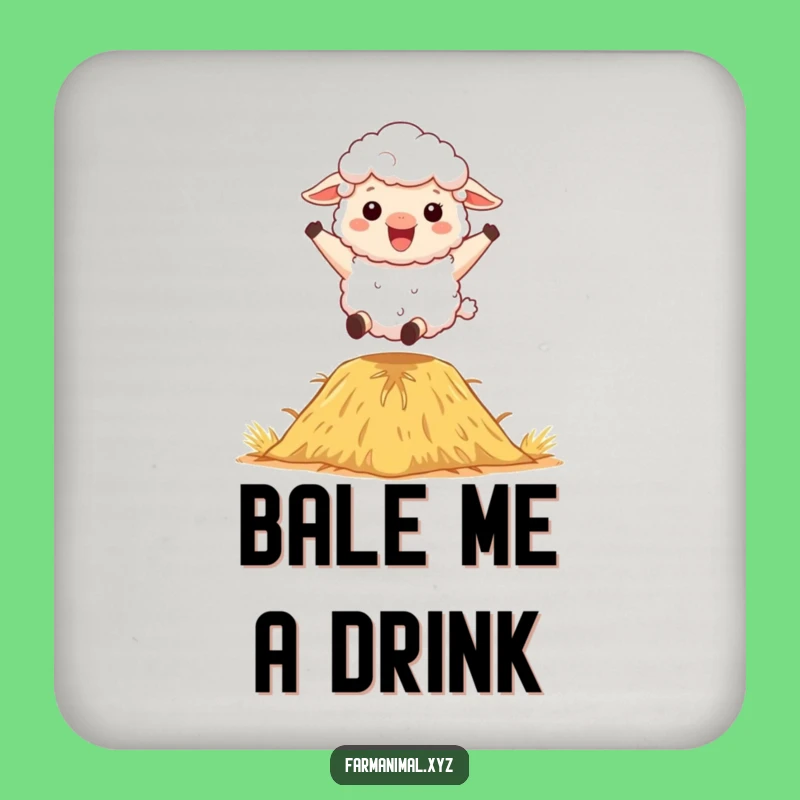 Funny Sheep Coaster - Bouncing Protection, Haystack Humor, Perfect Funny Gift