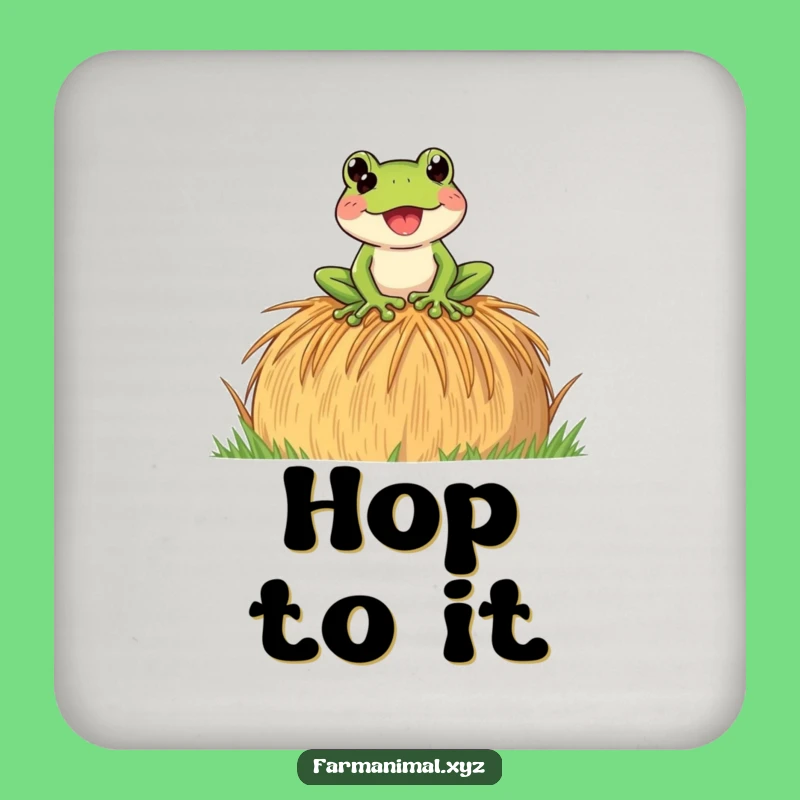 Funny Frog Croak Coaster: Protect Surfaces with Hay Bale Harmony - Ideal Funny Gift!