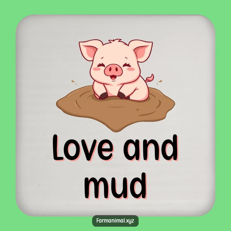 Funny Pig Heart Mud Drink Coaster; Protect Surfaces With Farmhouse Charm Gift