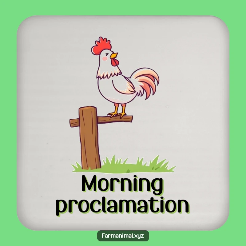 Funny Rooster Crowing Coaster: Protect Surfaces with Pride!