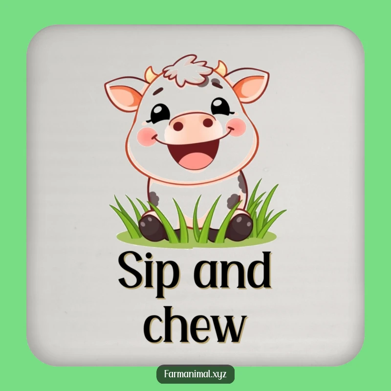 Funny Cow Grin Coaster: Protect Surfaces with Farm Animal Humor, Hilarious Grass Muncher Decor, Funny Gift