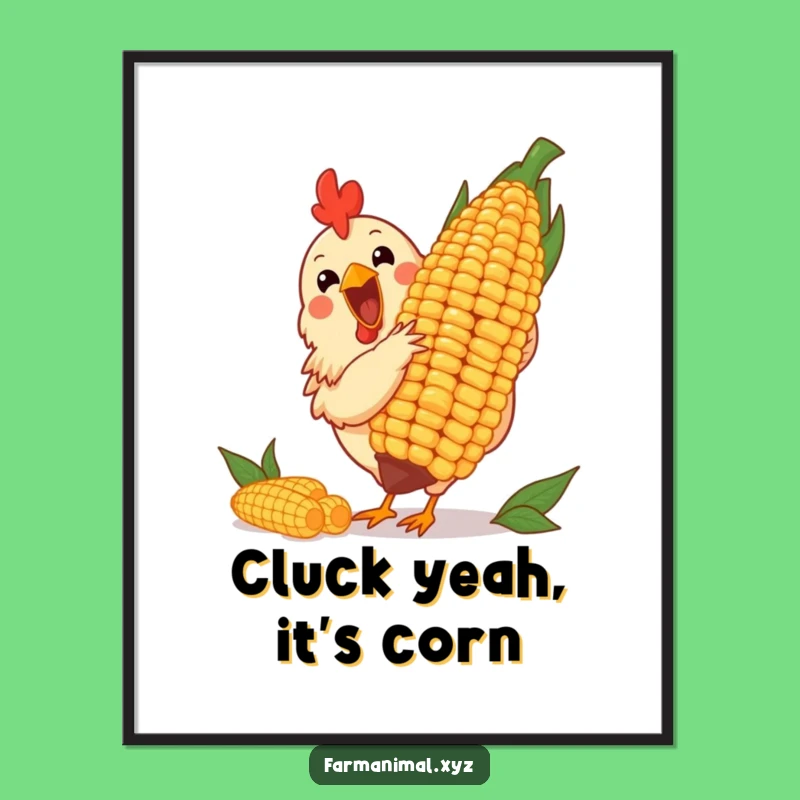 Funny Chicken Corn Poster: Whimsical Wall Art for Farm Lovers