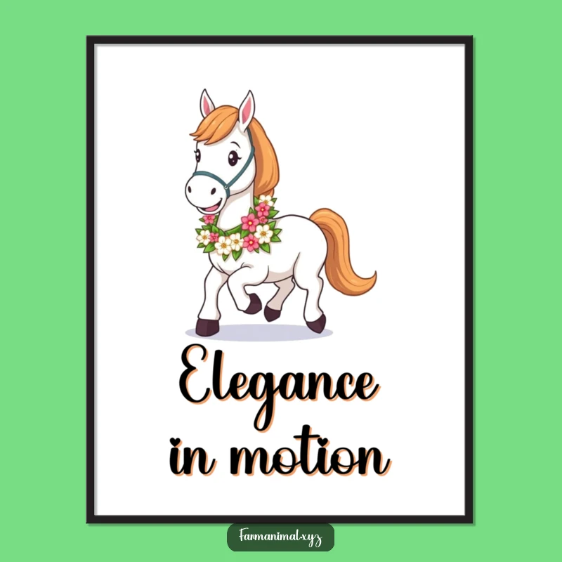 Funny Horse Garland Poster: Artful & Funny Equestrian Decor Gift