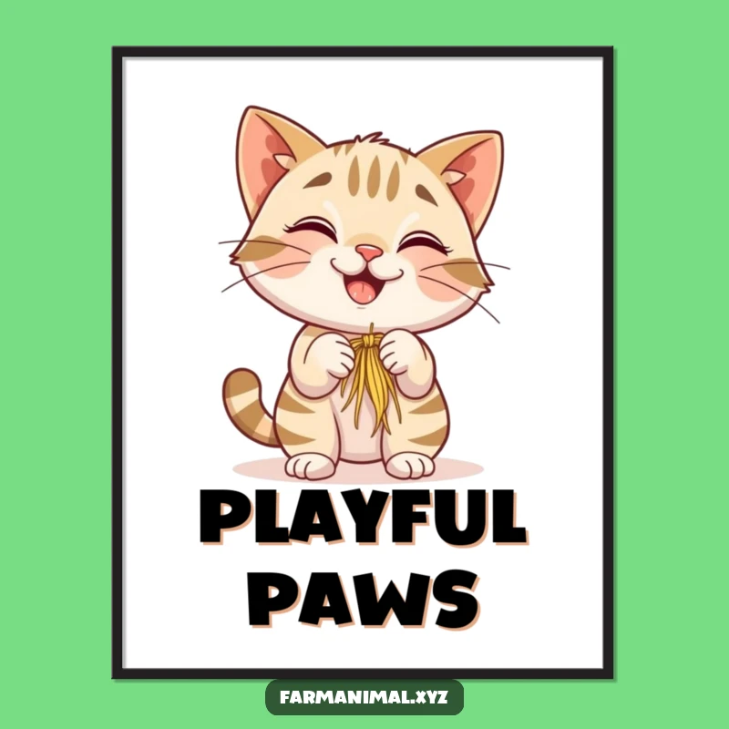 Funny Barn Cat Poster: Playful Hay Chase Art - Adorable Wall Decor & Hilarious Funny Gift!